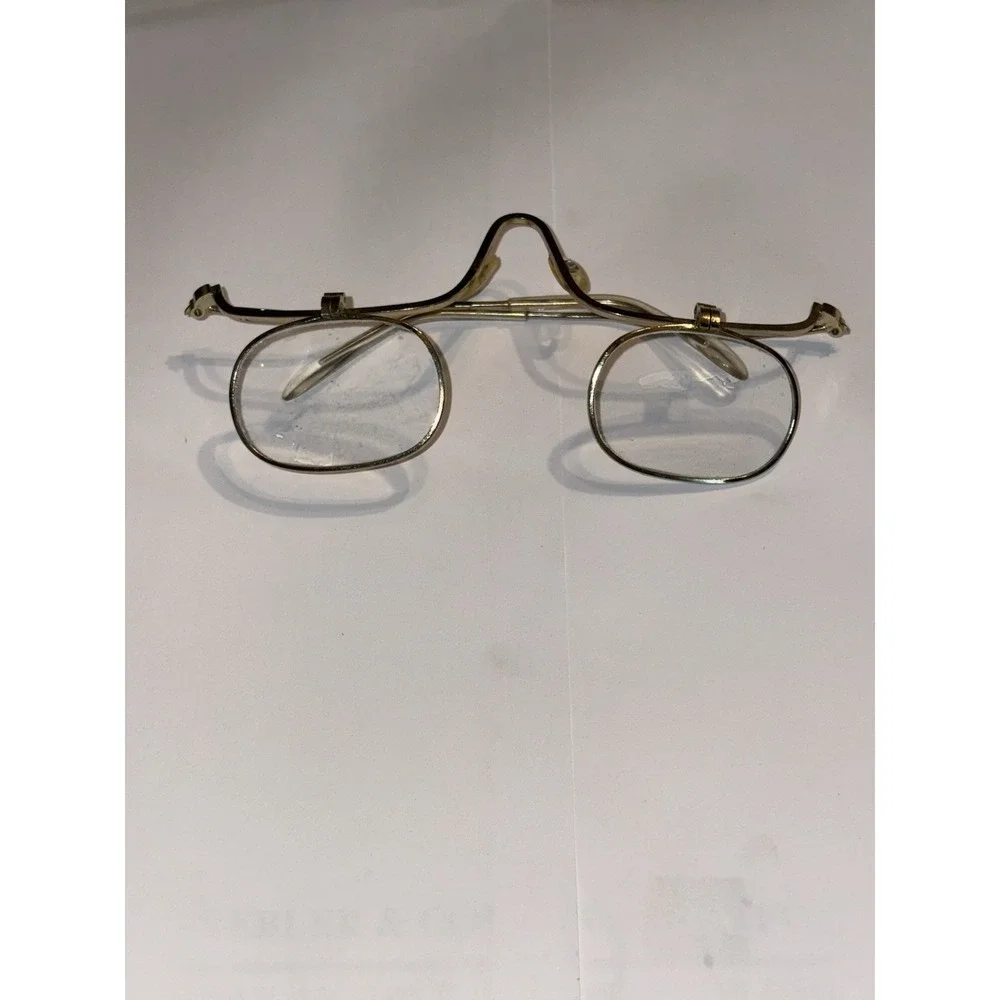 Vintage Steampunk BOHO‎ Flip Down Eye Glasses Gold Wire Framed Functional Prop
